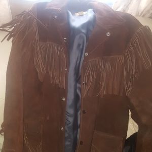 vintage leather fring coat .in great condition.